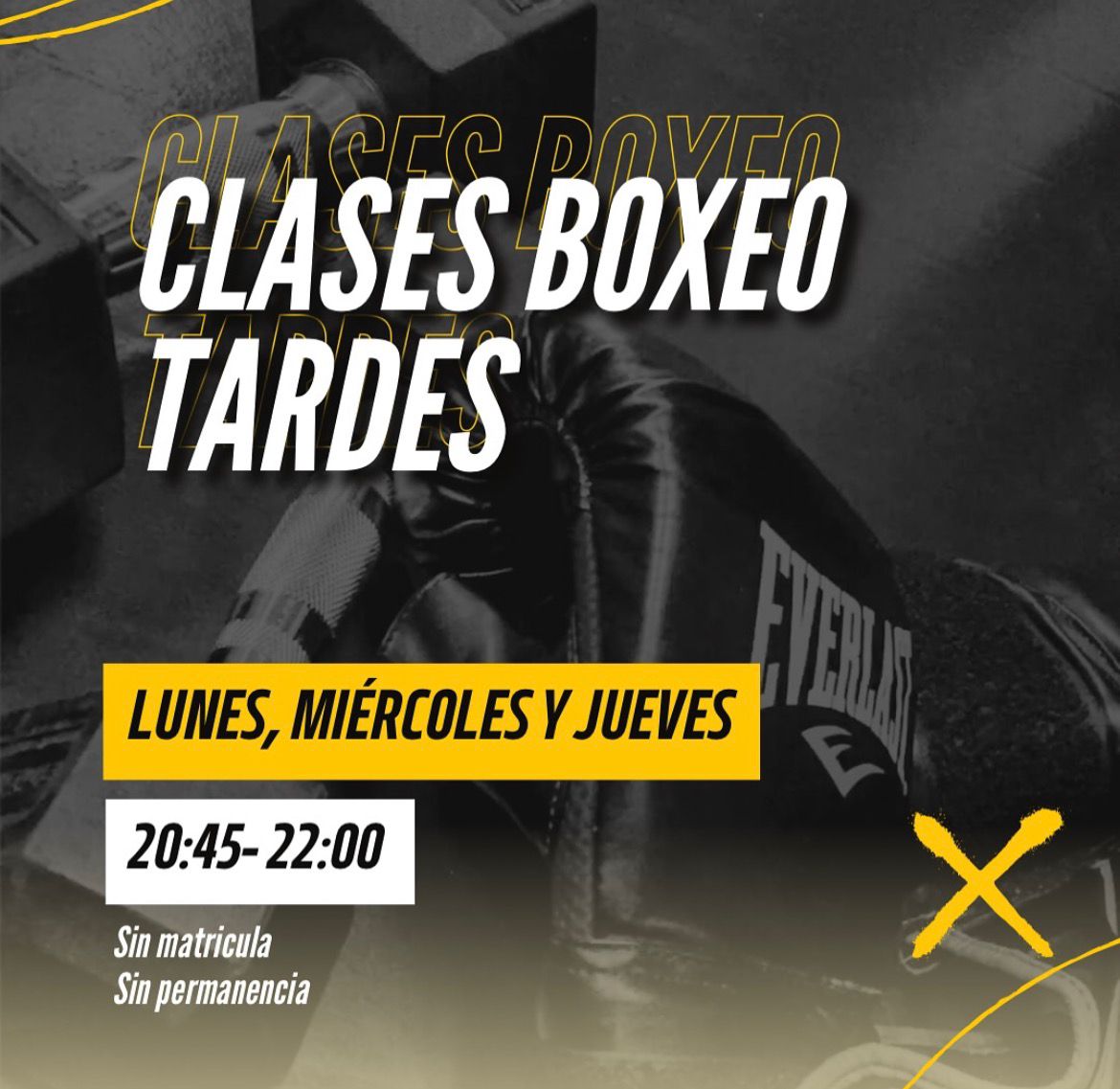 Cartel de las clases de boxeo de Sculpture Sport Club en Leganés